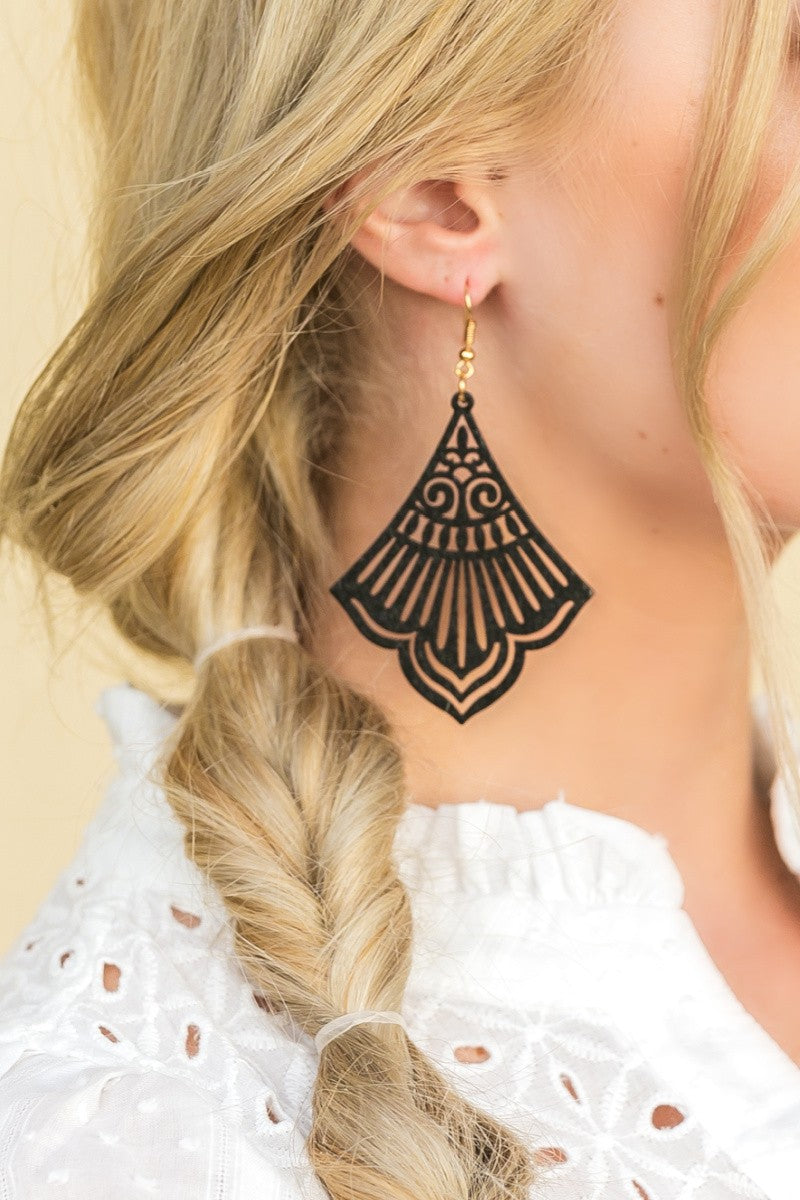 Black Wooden Earrings