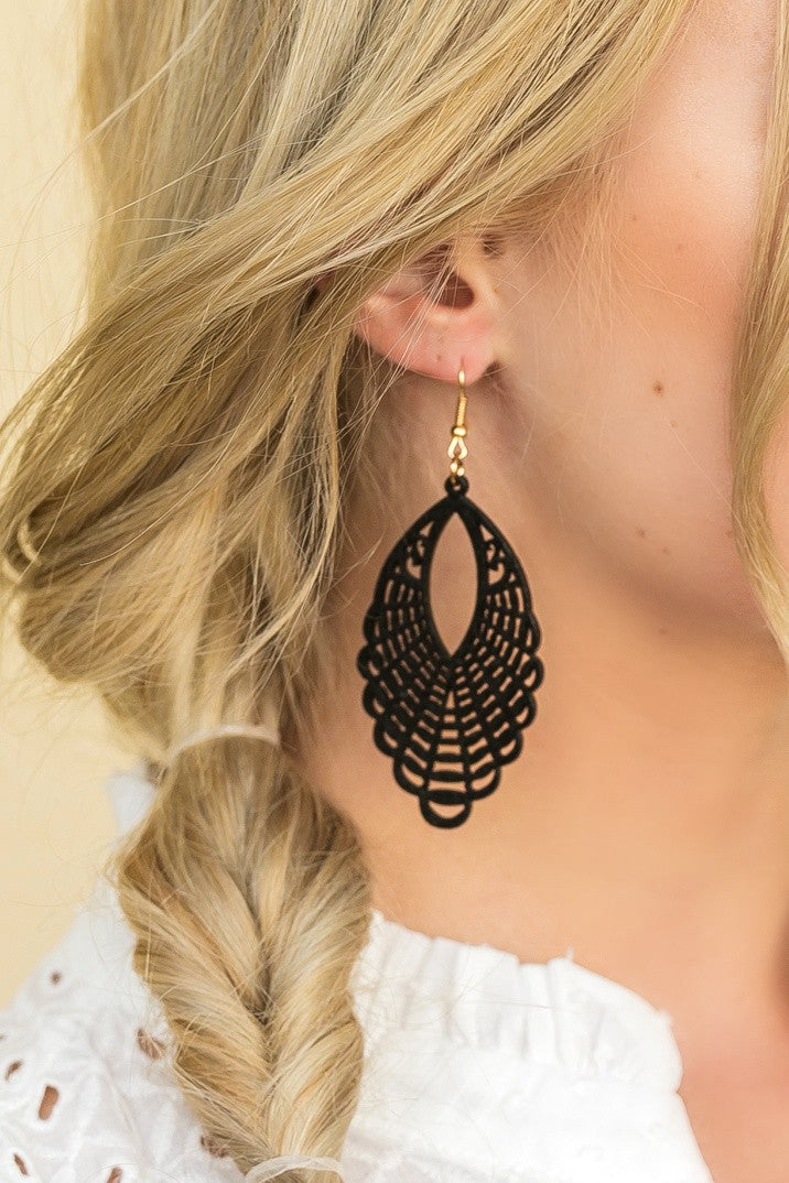 Black Wooden Earrings