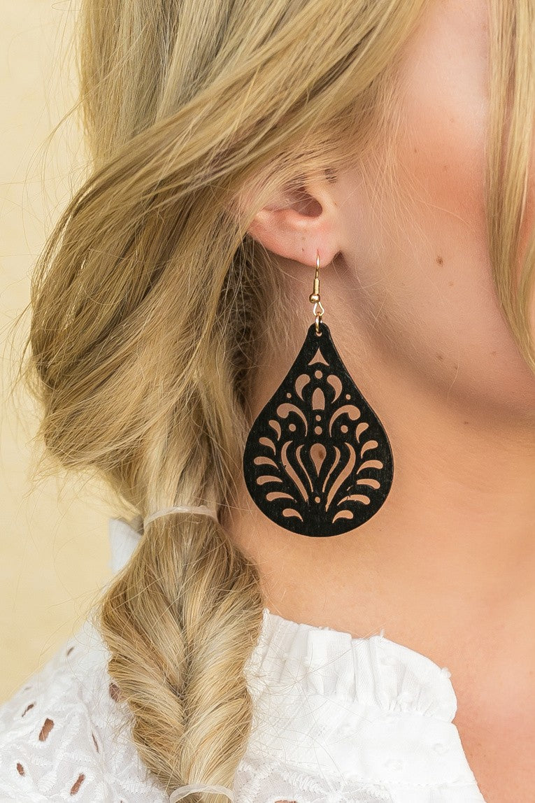 Black Wooden Earrings