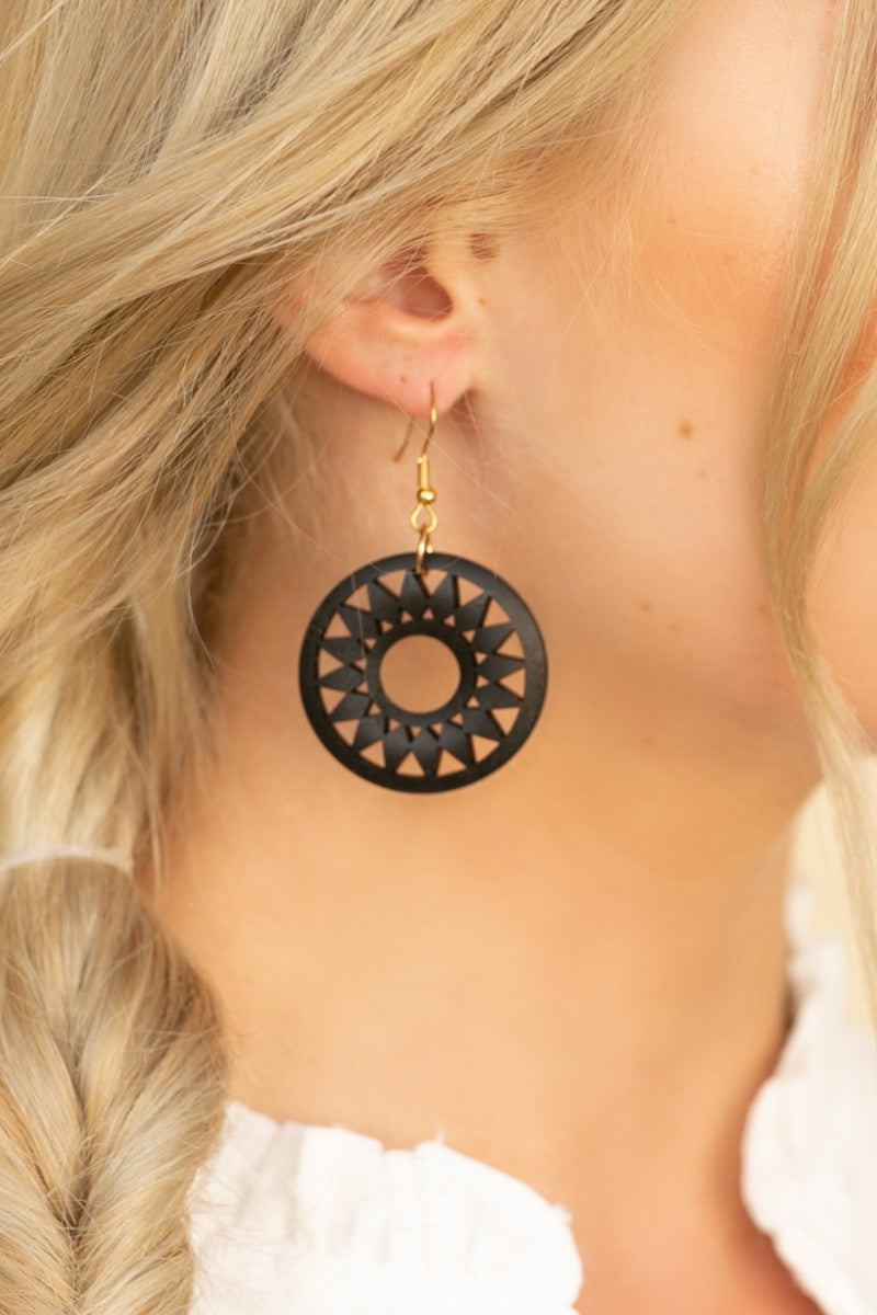 Black Wooden Earrings