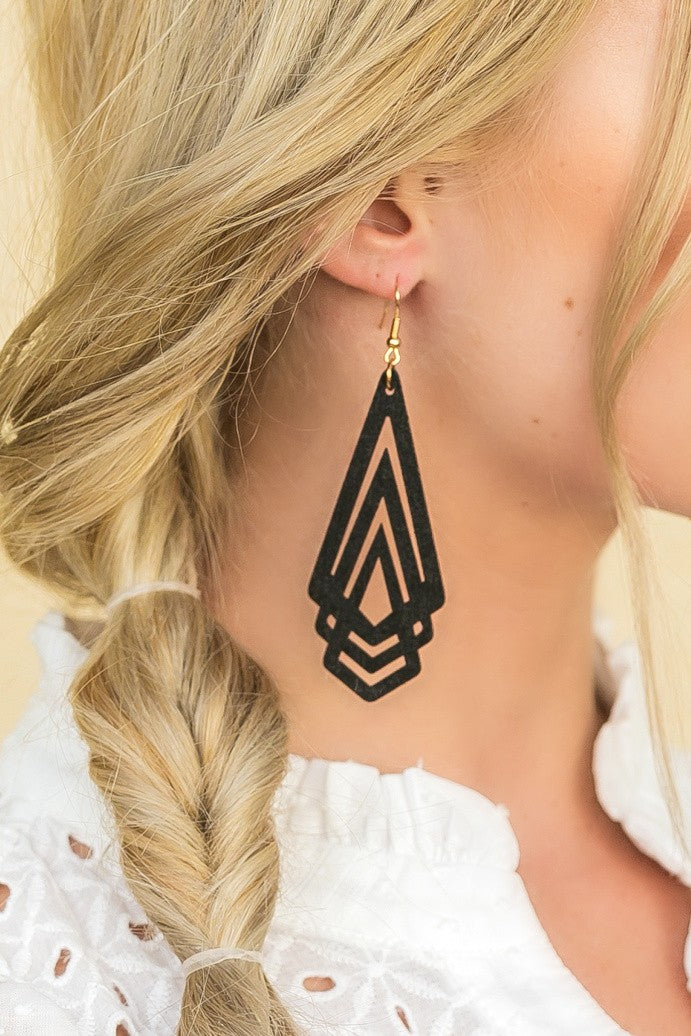 Black Wooden Earrings