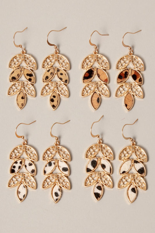 Leaf Shape Animal Print Earrings