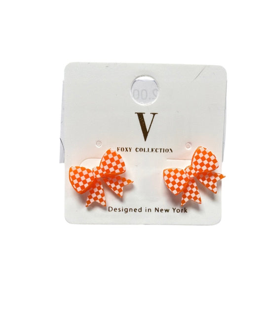 Game Day Mini Checker Bow Earrings