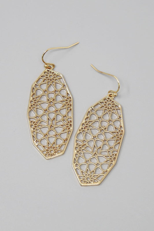 Star And Flower Cutout Metal Drop Earrings