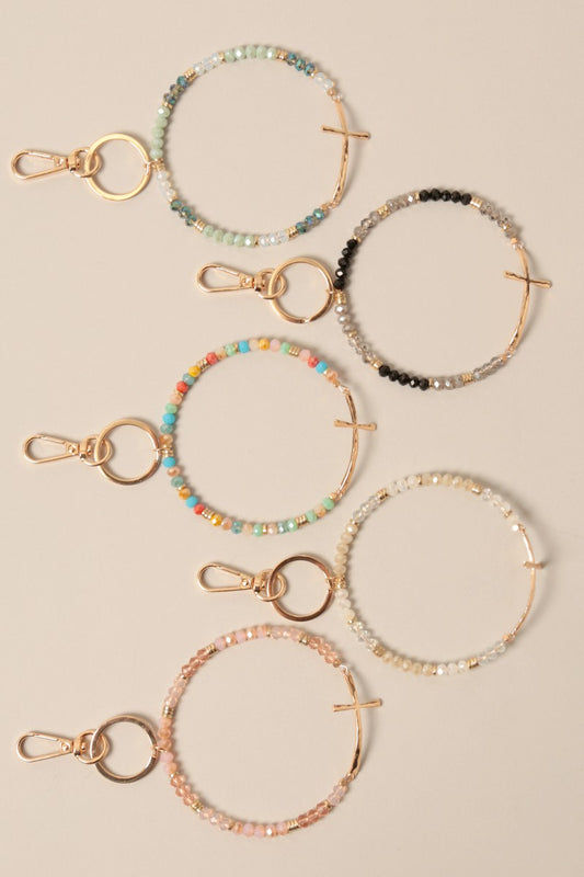 Cross Beads Bracelet Bangle Key Chain