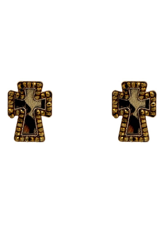 Cross Shape Animal Print Earrings