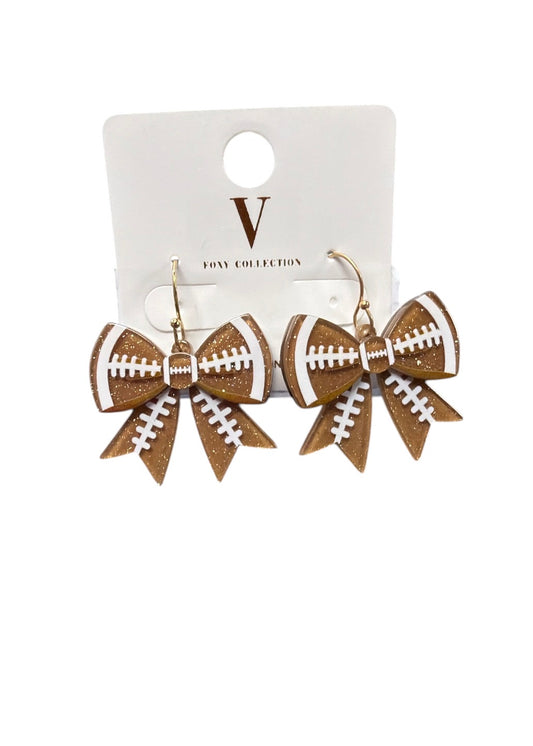 Football Brown Bow Earrings