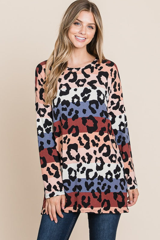 Animal Print Long Sleeve Top