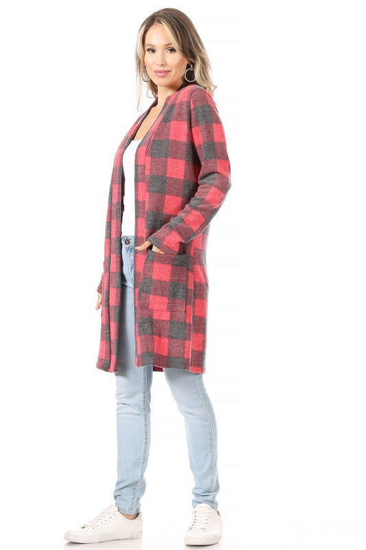 Plaid Red Cardigan