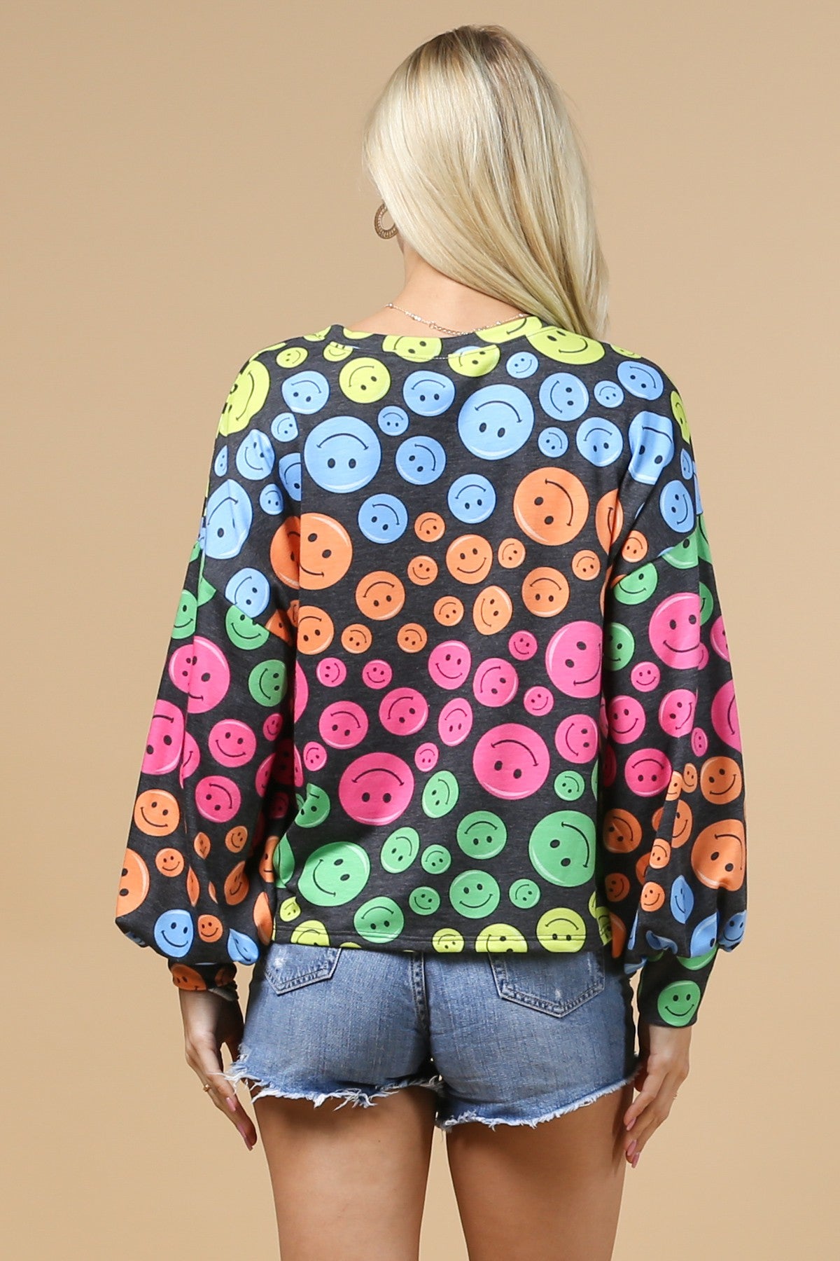 Happy Face Colorful French Terry Sweatshirt