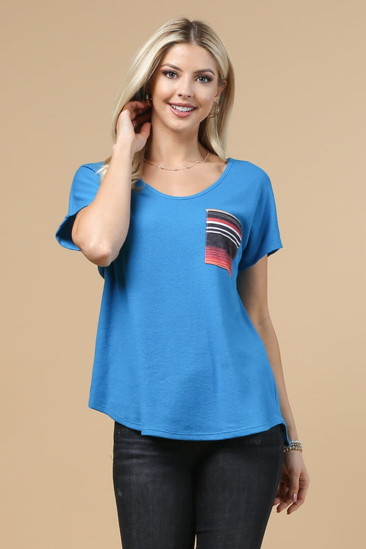 Thermal Pocket Contrast Short Sleeve Top