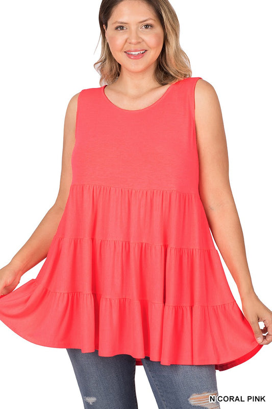 Sleeveless Tiered Ruffle Tunic