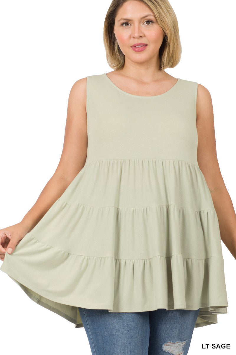 Sleeveless Tiered Ruffle Tunic