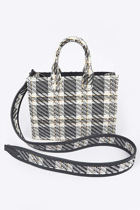 Tweed Plaid Tote Bag