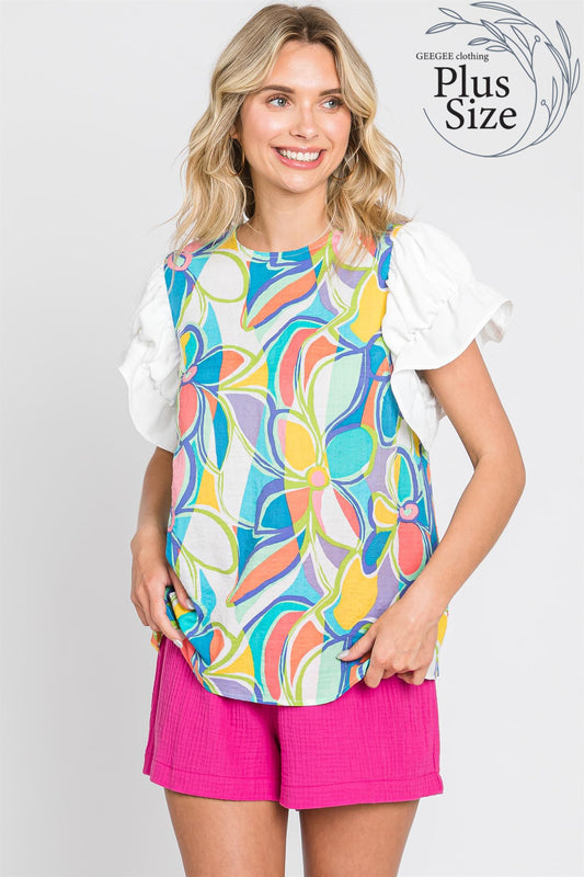Plus Floral Multi-color Top