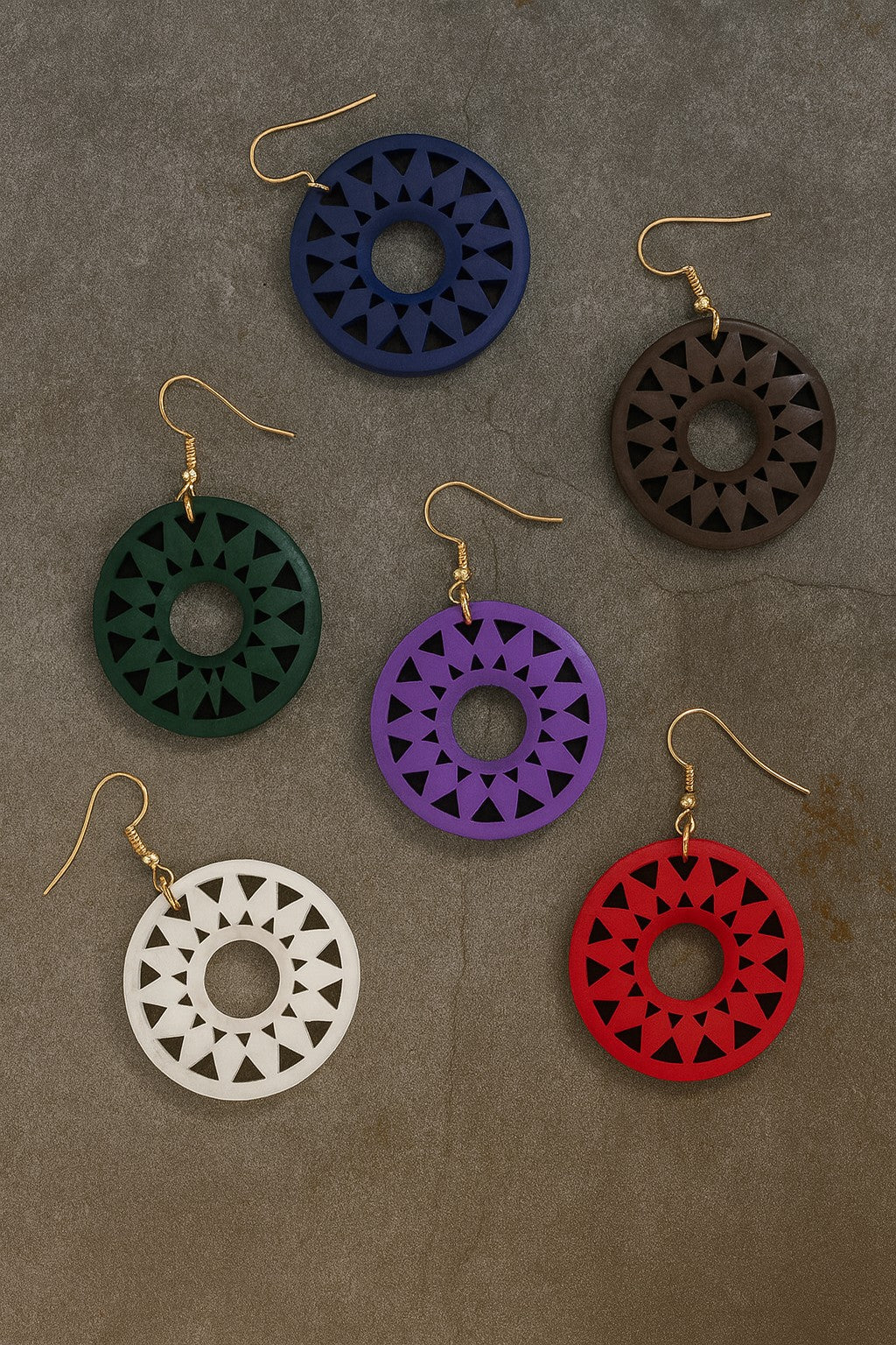 Cutout Wood Circle Drop Earrings