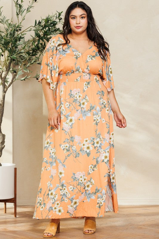 Floral Kimono Sleeve Maxi Dress