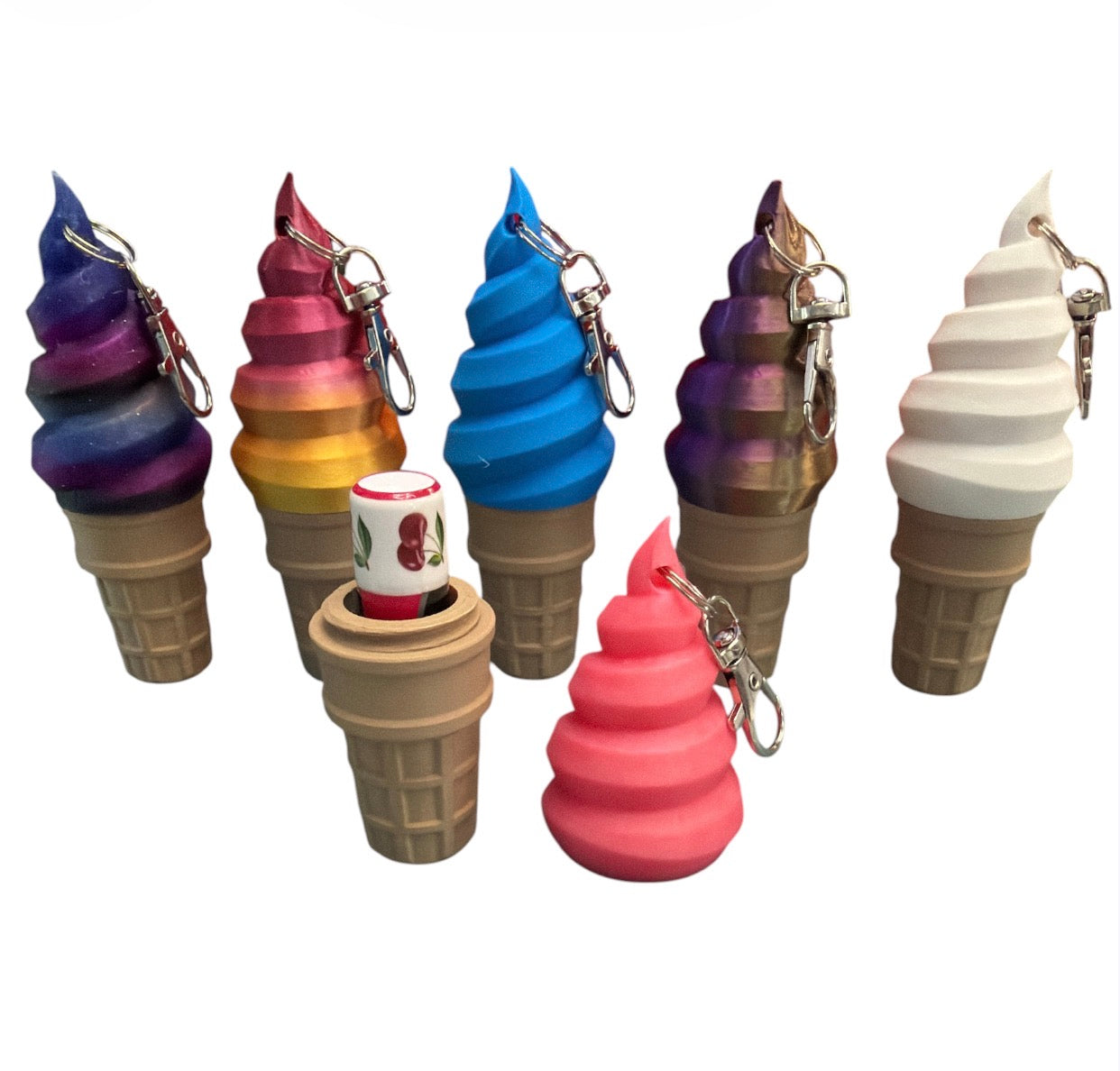 3D Print Ice Cream Chapstick Holder Keychain (Chapstick Included)
