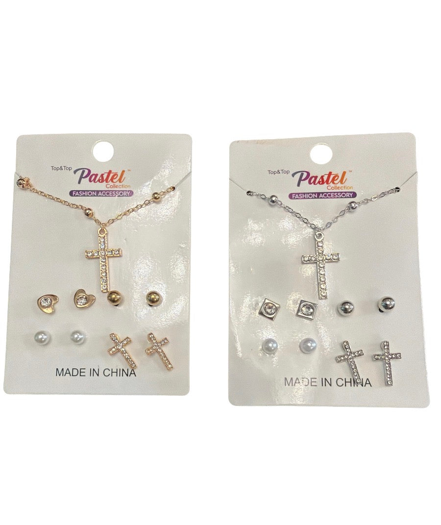 Cross Necklace and Earring Pack