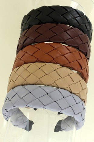 Braided Faux Vegan Leather Headband