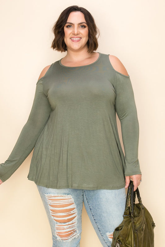 Solid Shoulder Loose Fit Top