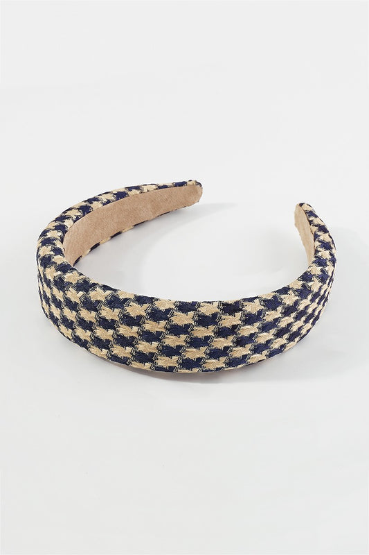 Navy Houndstooth Padded Headband