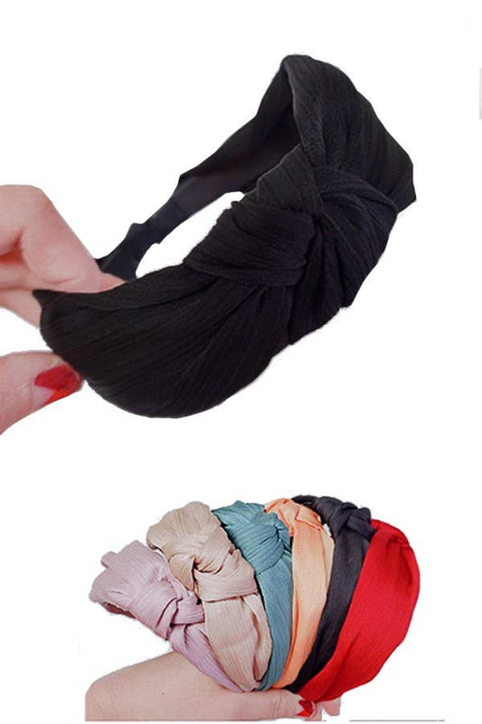 Shimmery Crinkle Satin Turban Knotted Head Band