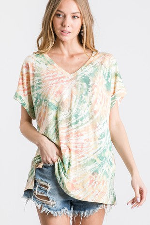 Tie-dye Short Sleeve Top