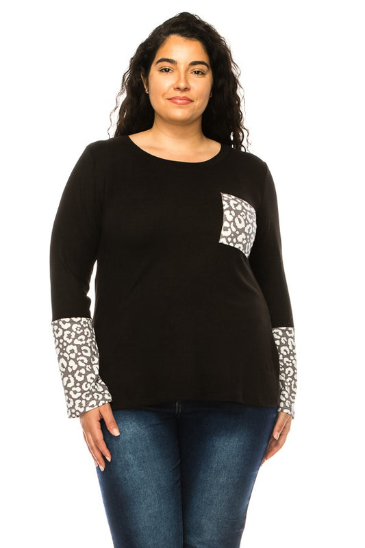 Plus Animal Print Pocket Top
