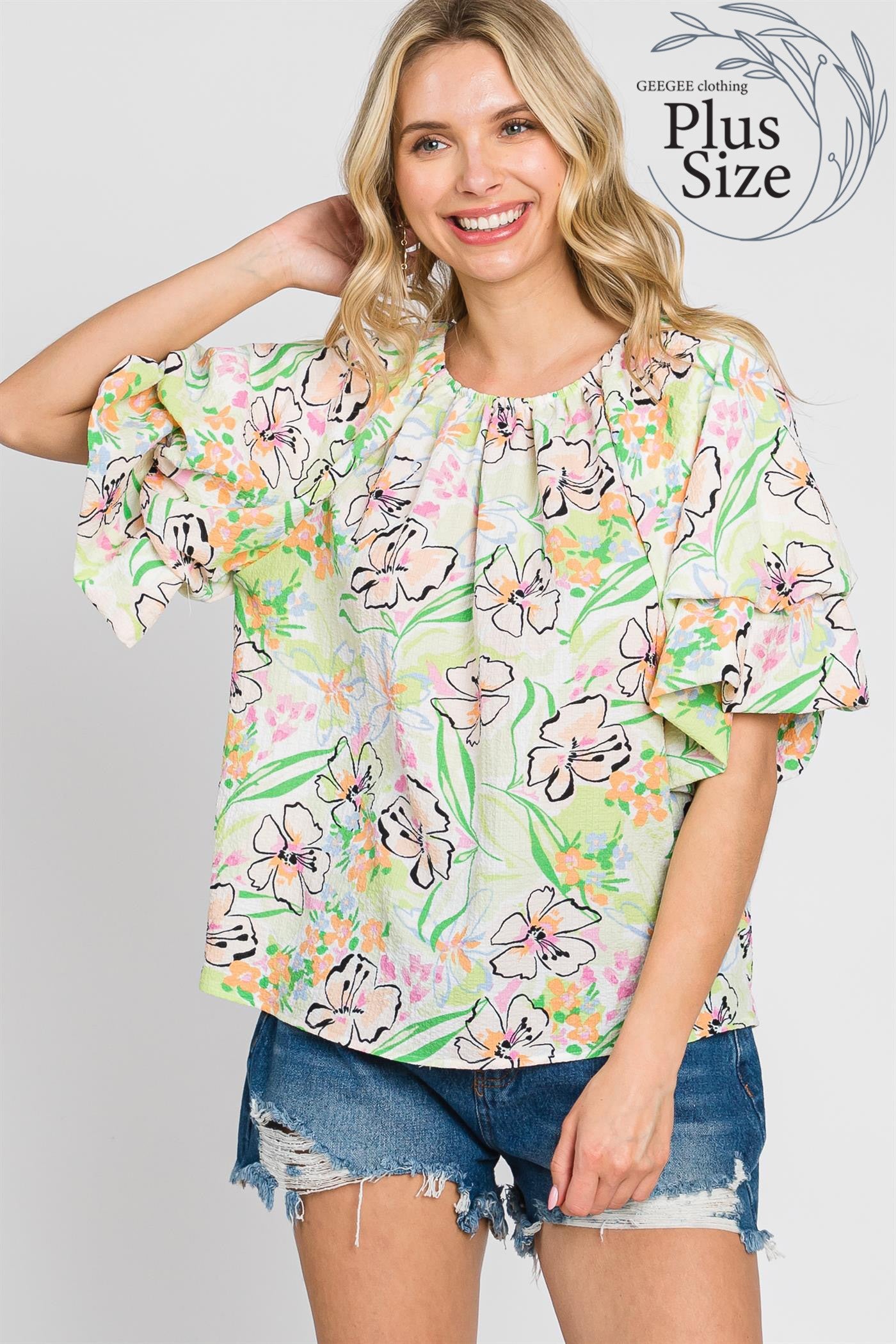 Plus Floral Print Top