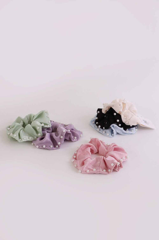 JUMBO PEARL LINED COLOR SCRUNCHIE
