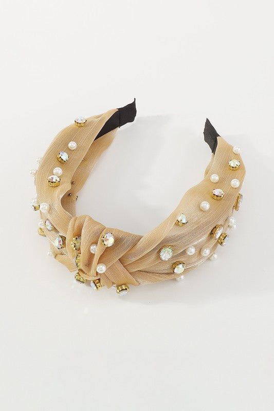 Tan Shimmer Rhinestone Headband
