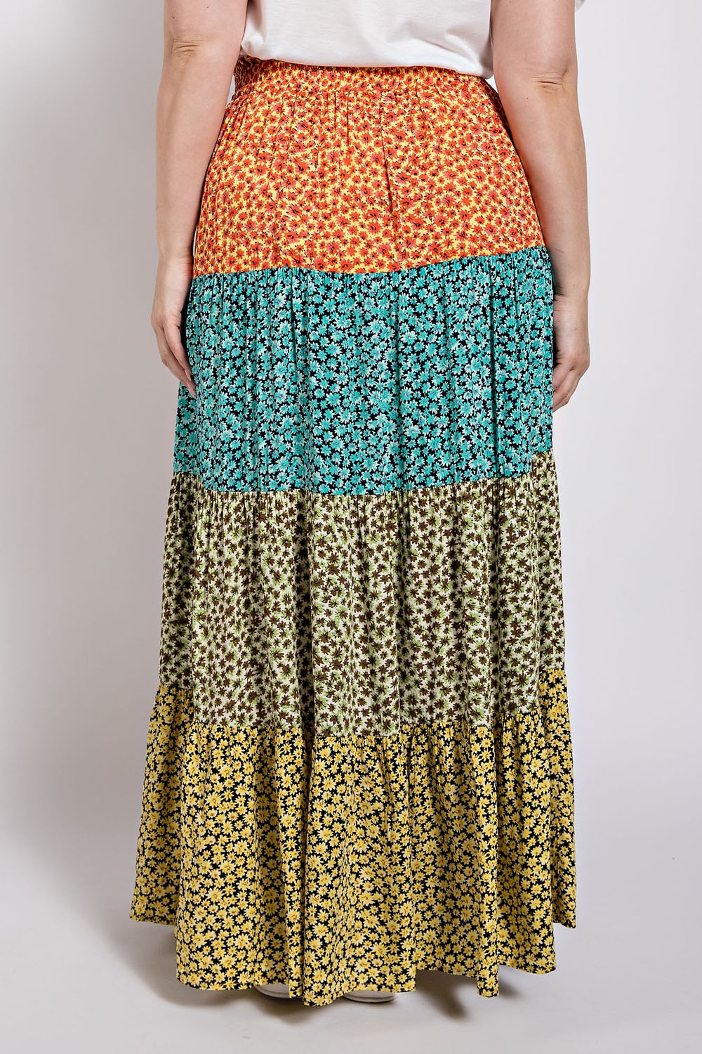 Floral Color Block Skirt