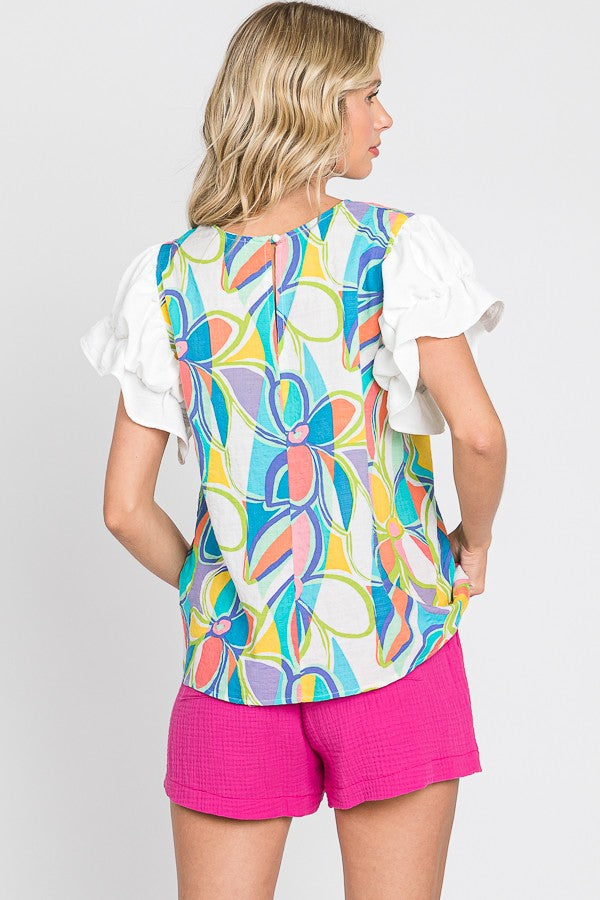 Plus Floral Multi-color Top