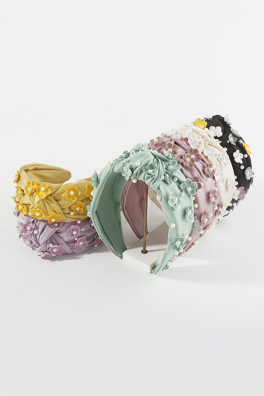 Flower Pearl Topknot Headbands