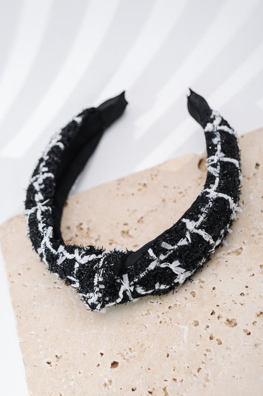 Tweed Checker Wide Knotted Headband