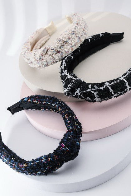 Tweed Checker Wide Knotted Headband