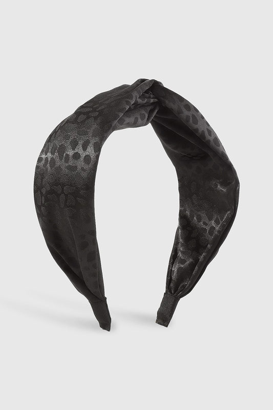 Black Shiny Satin Leopard Headband