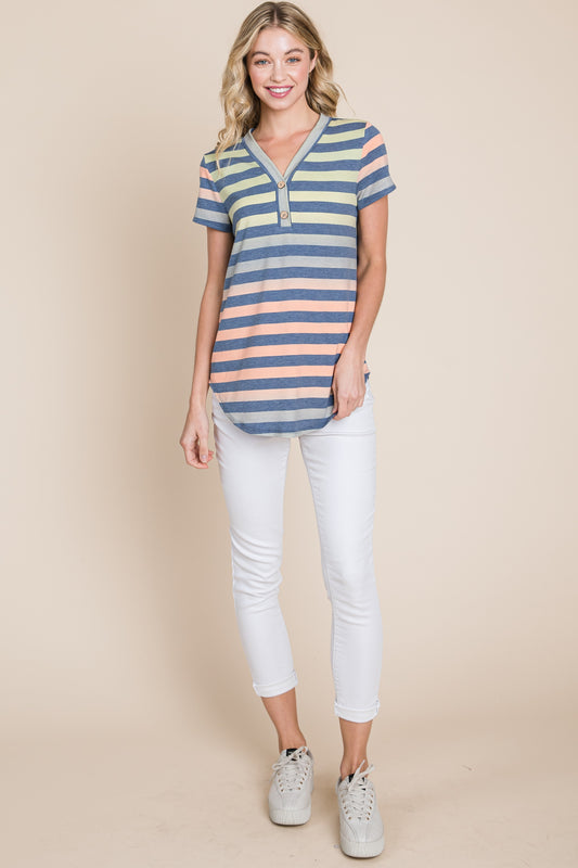 V-neck Stripe Top