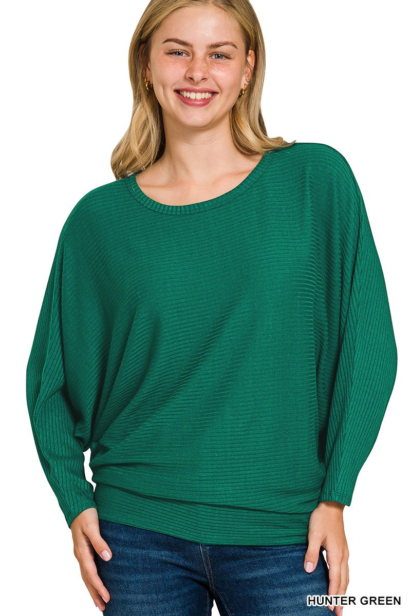 Ribbed Batwing Sweater