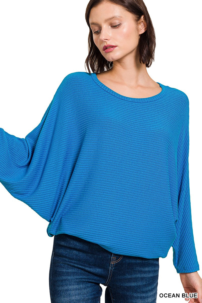 Ribbed Batwing Sweater