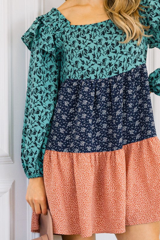 Patterned Ruffle Floral Print Tiered Ruffle Dress – PEACOCK GLAMOUR