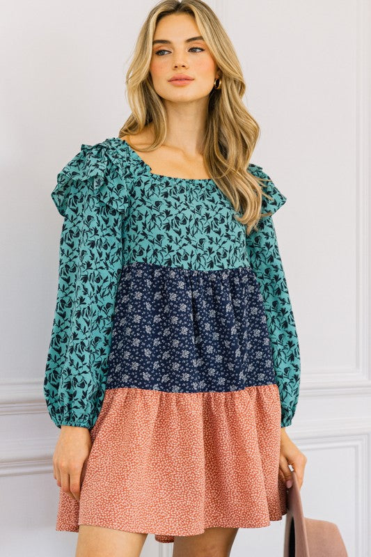 Floral Print Tiered Ruffle Dress