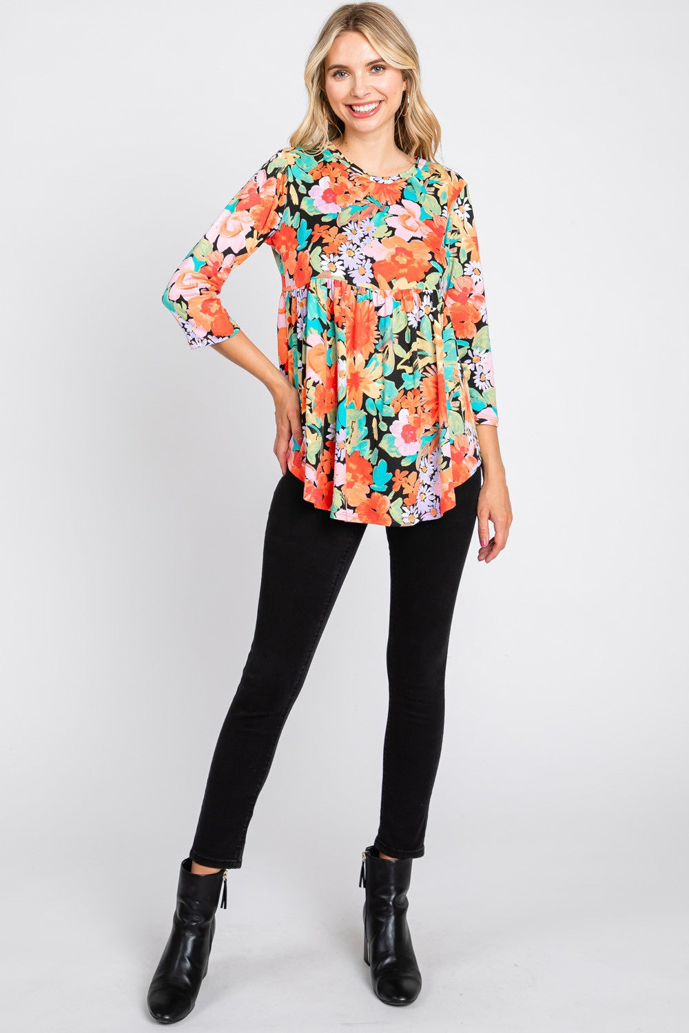Floral Print Babydoll Top