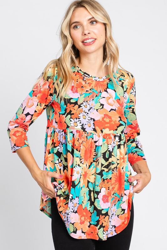 Floral Print Babydoll Top