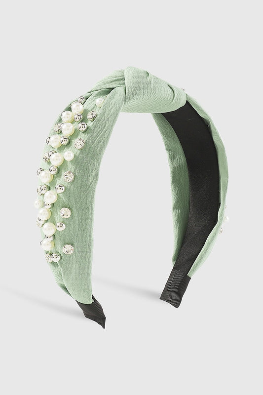 Pearl Rhinestones Wide Headband