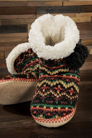 Hand Knitted Aztec Slipper Boots