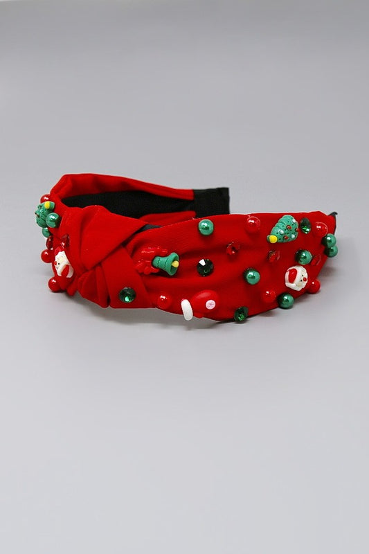 Christmas Theme Embellished Knot Headband