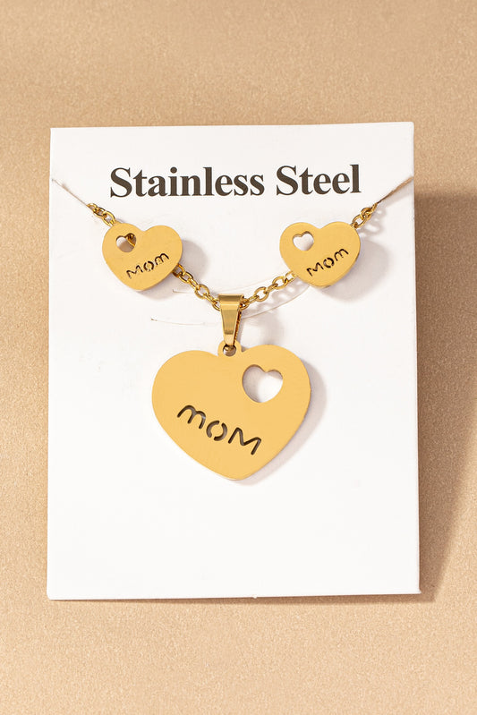 Mom Heart Stud & Pendant Set