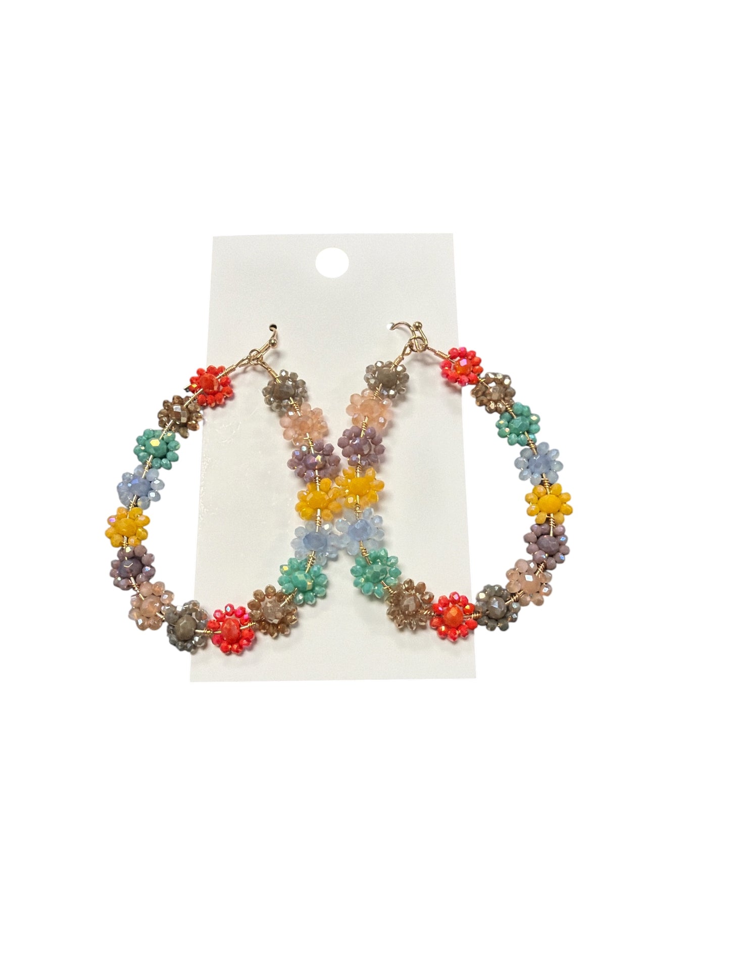 Multi Color Flower Tear Drop Earring